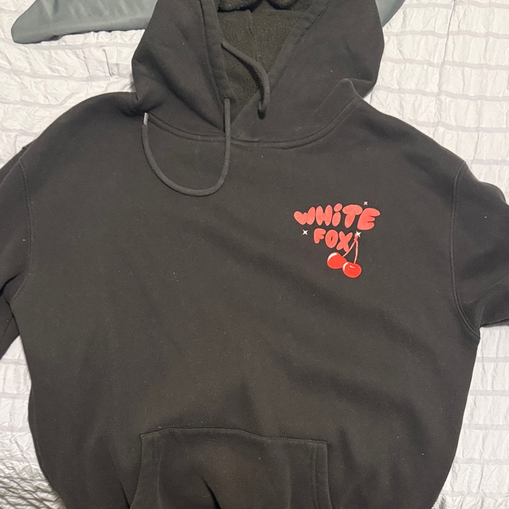 White Fox Boutique Black Hoodie with Red Logo
